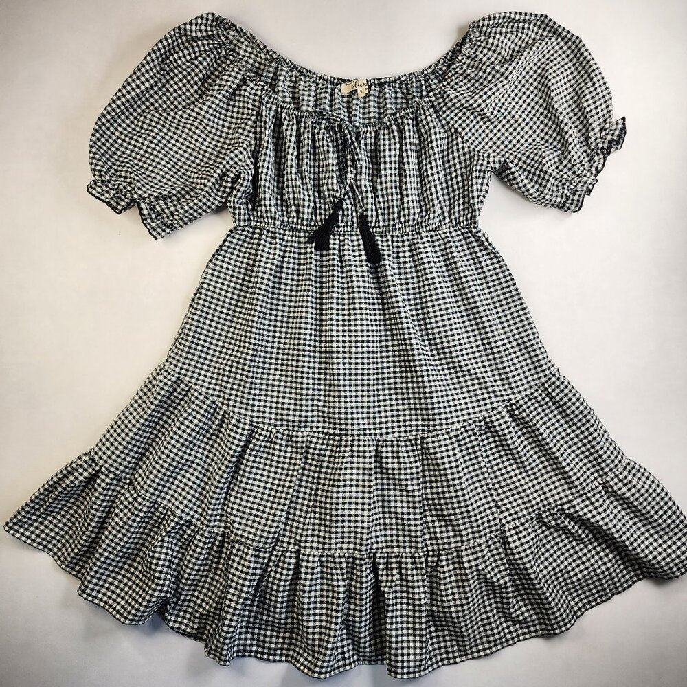Hint of Blush Womans Small Black White Checkered Dress Size Puff Sleeve Gingham - Picture 1 of 10